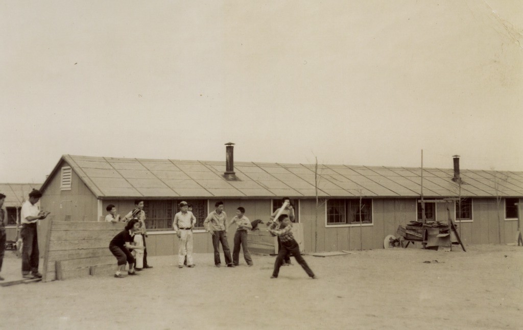 Students play baseball at the Granada (Amache) concentration camp. Courtesy of the Catherine Ludy Collection. 