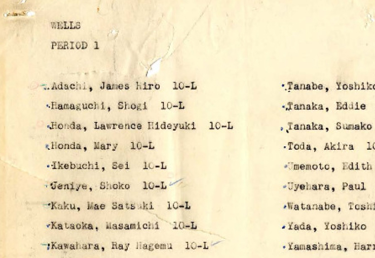 Names of incarcerated Japanese Americans