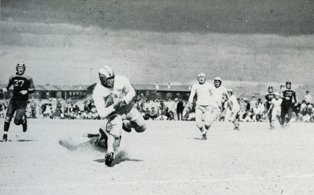 The Eagles of Heart Mountain playing a football game in the camp.