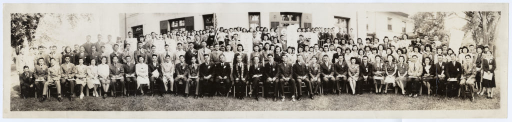 Group photo of National Young Buddhist convention attendees, c. 1940.
