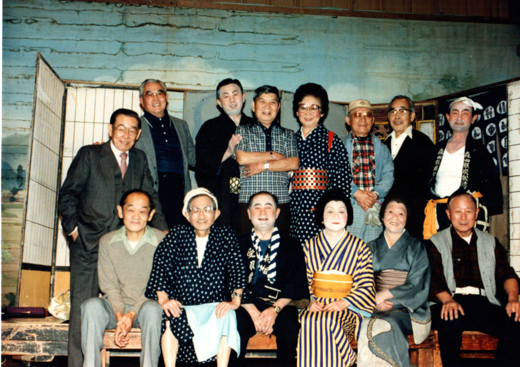  Gojikai shibai performers gather at one of their last performances, Issei Nite, in 1983.
