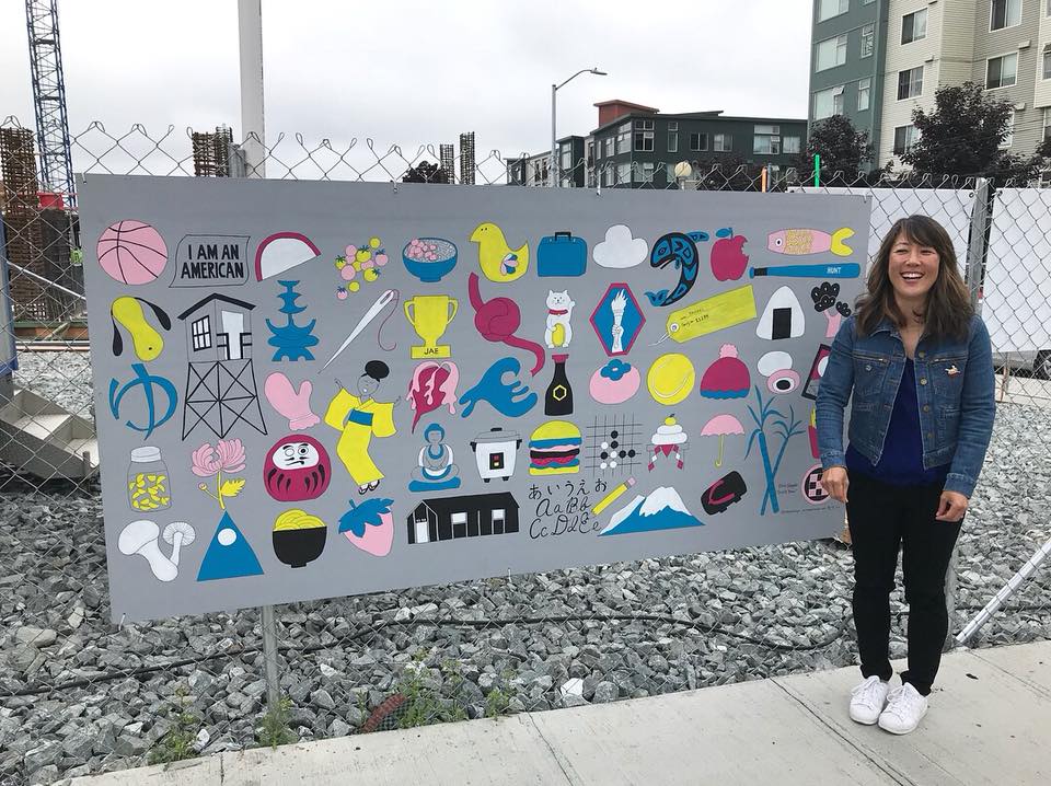 Erin Shigaki unveils a mural in Seattle's Central District