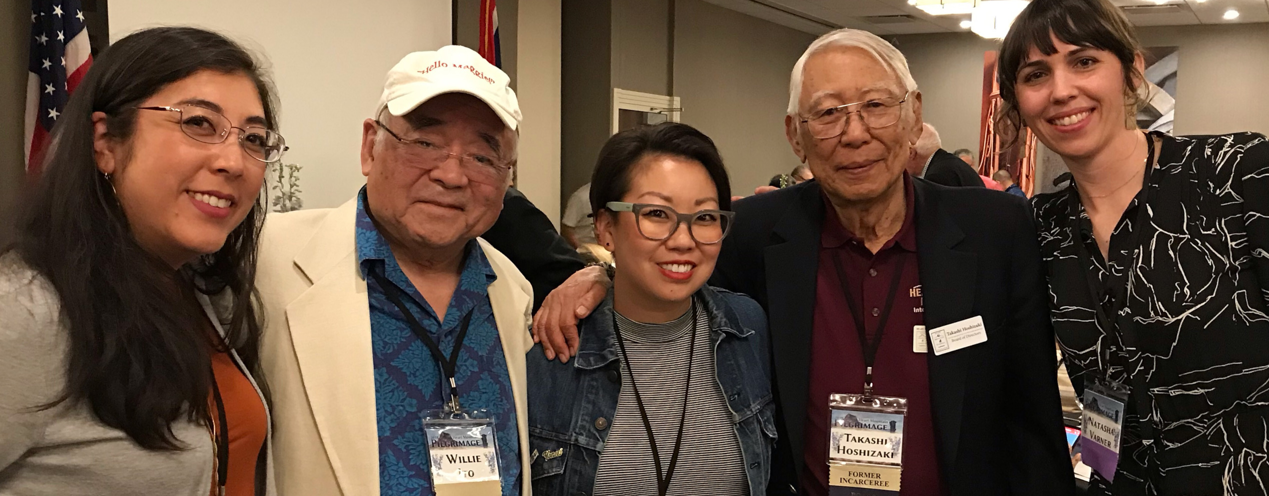 Danielle Higa with two Densho colleagues and community members at the 2019 Heart Mountain pilgrimage.