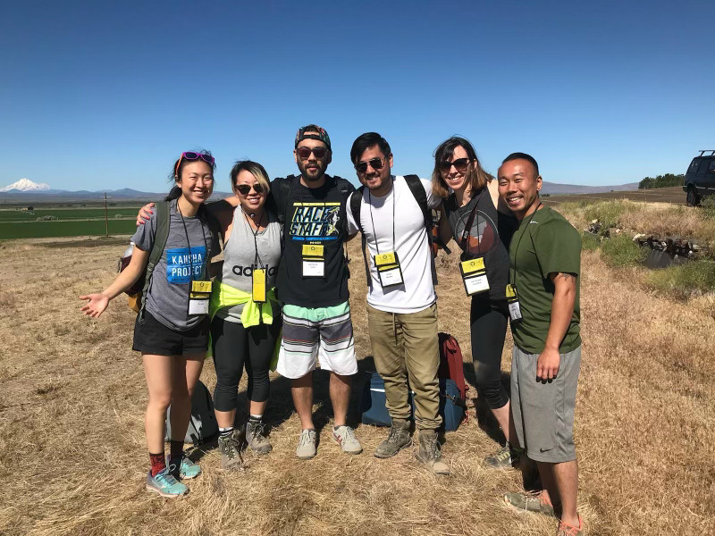 Danielle and friends after a hike up Castle Rock at the 2018 Tule Lake Pilgrimage
