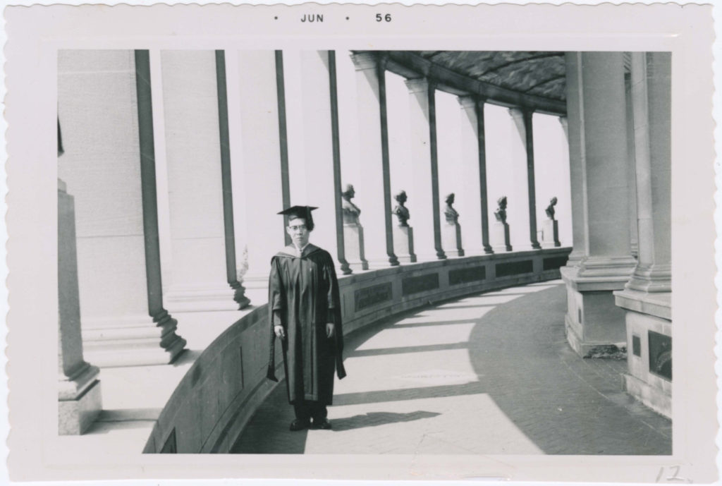 Lawrence Fumio Miwa in his graduation cap and gown at New York University in 1956.