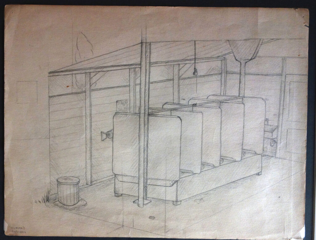 Sketch of the latrines at Tulare Assembly Center.