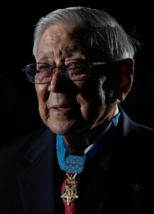 Hiroshi Miyamura wearing his Medal of Honor in 2019.