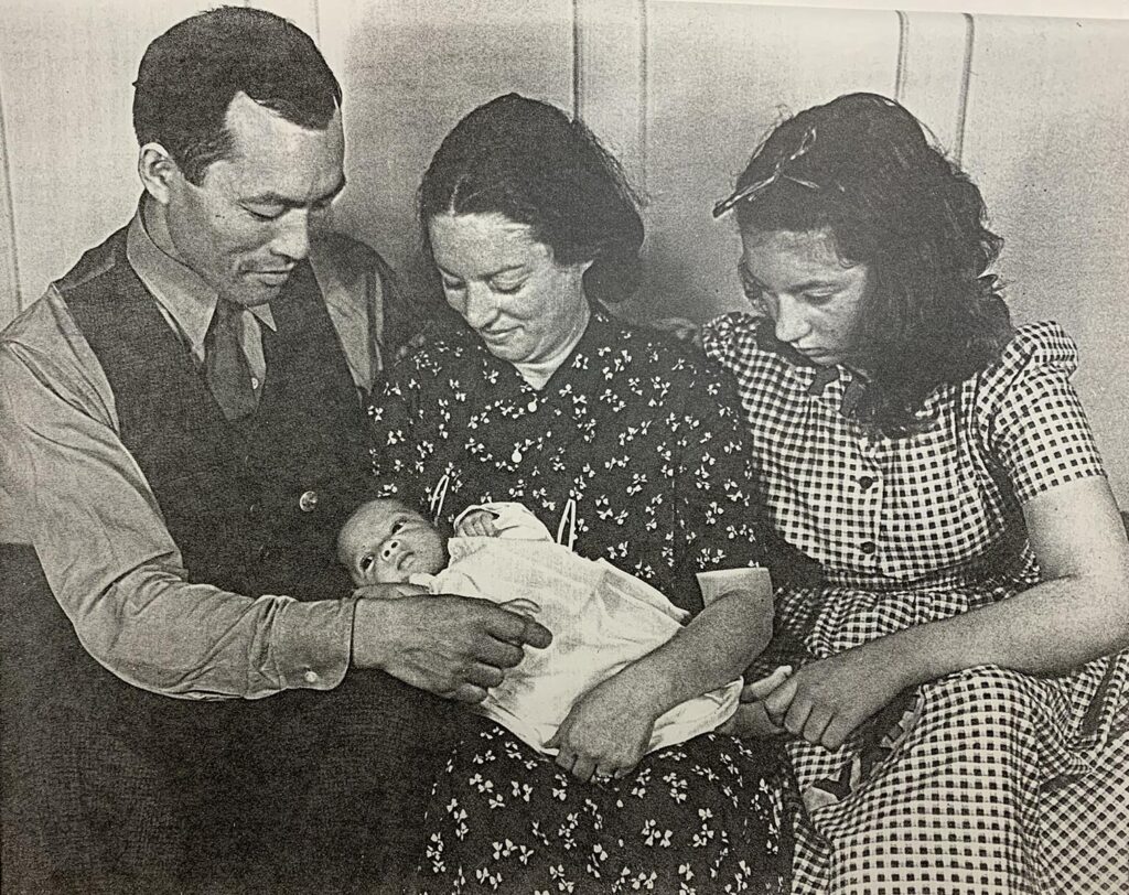 Elaine, Karl, Joyce and Tommy Yoneda just after Tommy’s birth in 1939.