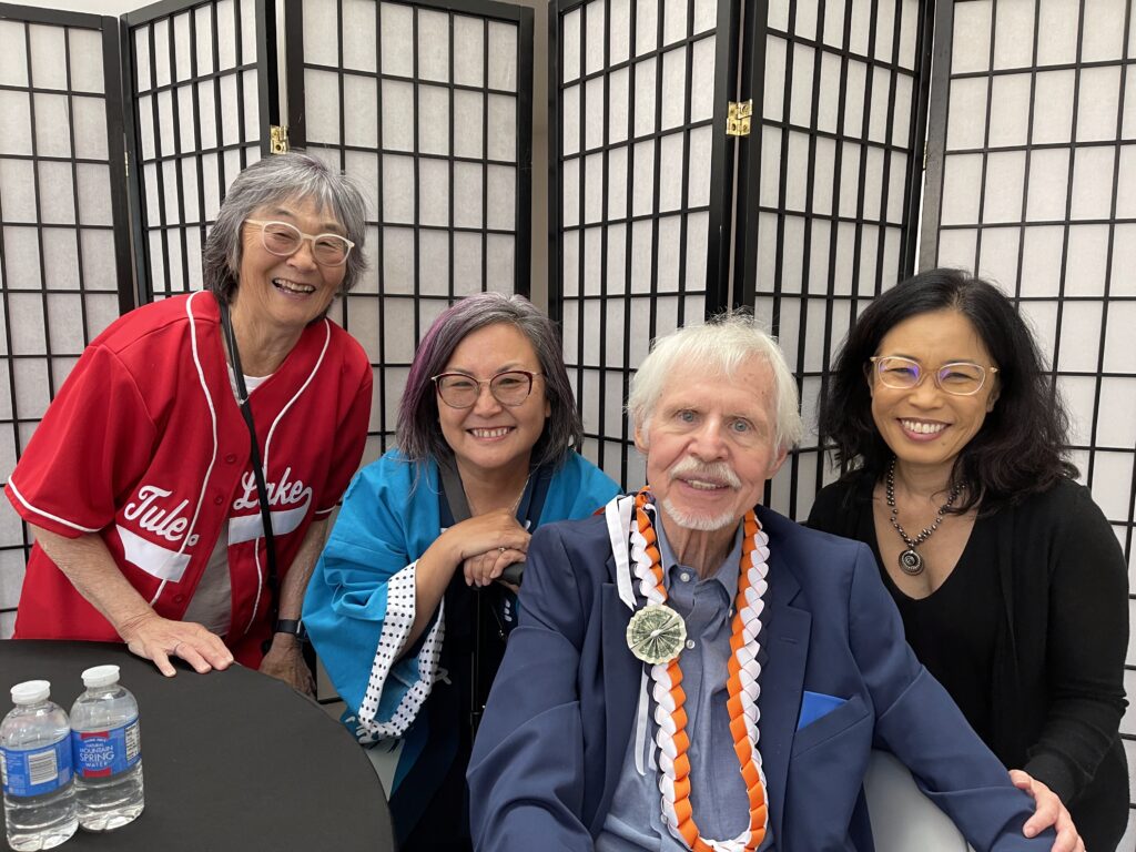 Sharon Yamato, Naomi Hirahara, Art Hansen, and Diane Fujino (left to right) at  "The Enduring Power of Oral History: An Afternoon with Art Hansen & Friends," JANM, November 4, 2023.