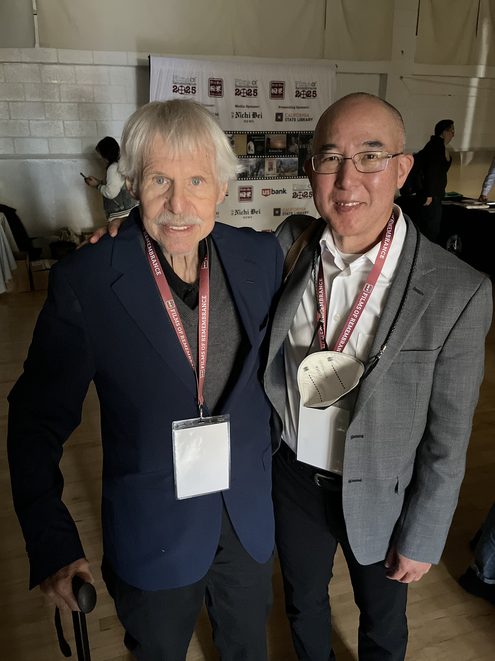 Art Hansen (left) and Brian Niiya (right) at Nichi Bei Foundation’s 
Gardena Films of Remembrance event, March 9, 2025. 